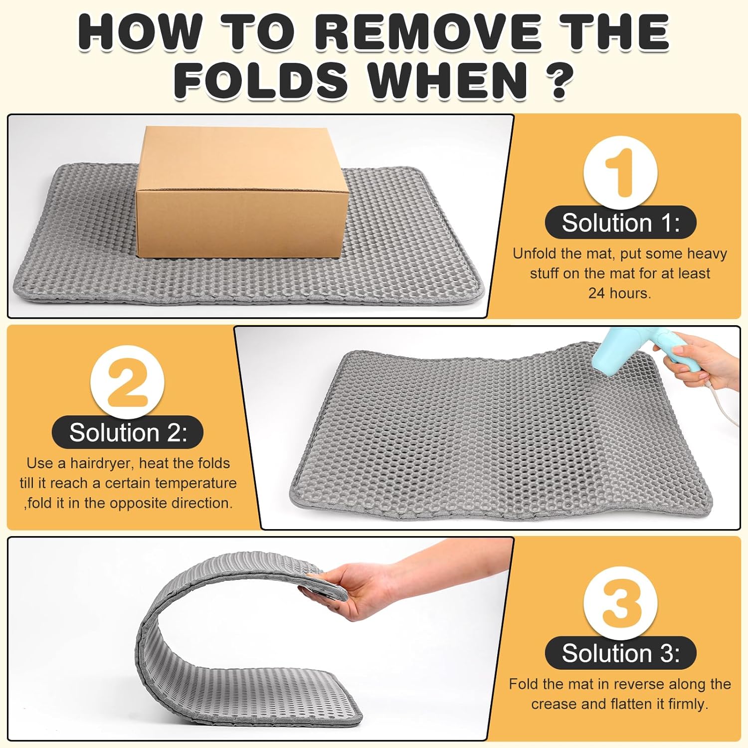 FURWEY Cat Litter Mat Double Layer Waterproof Urine Proof Trapping Mat 2 Pack (Gray, 24x15 Inch) - Image 9