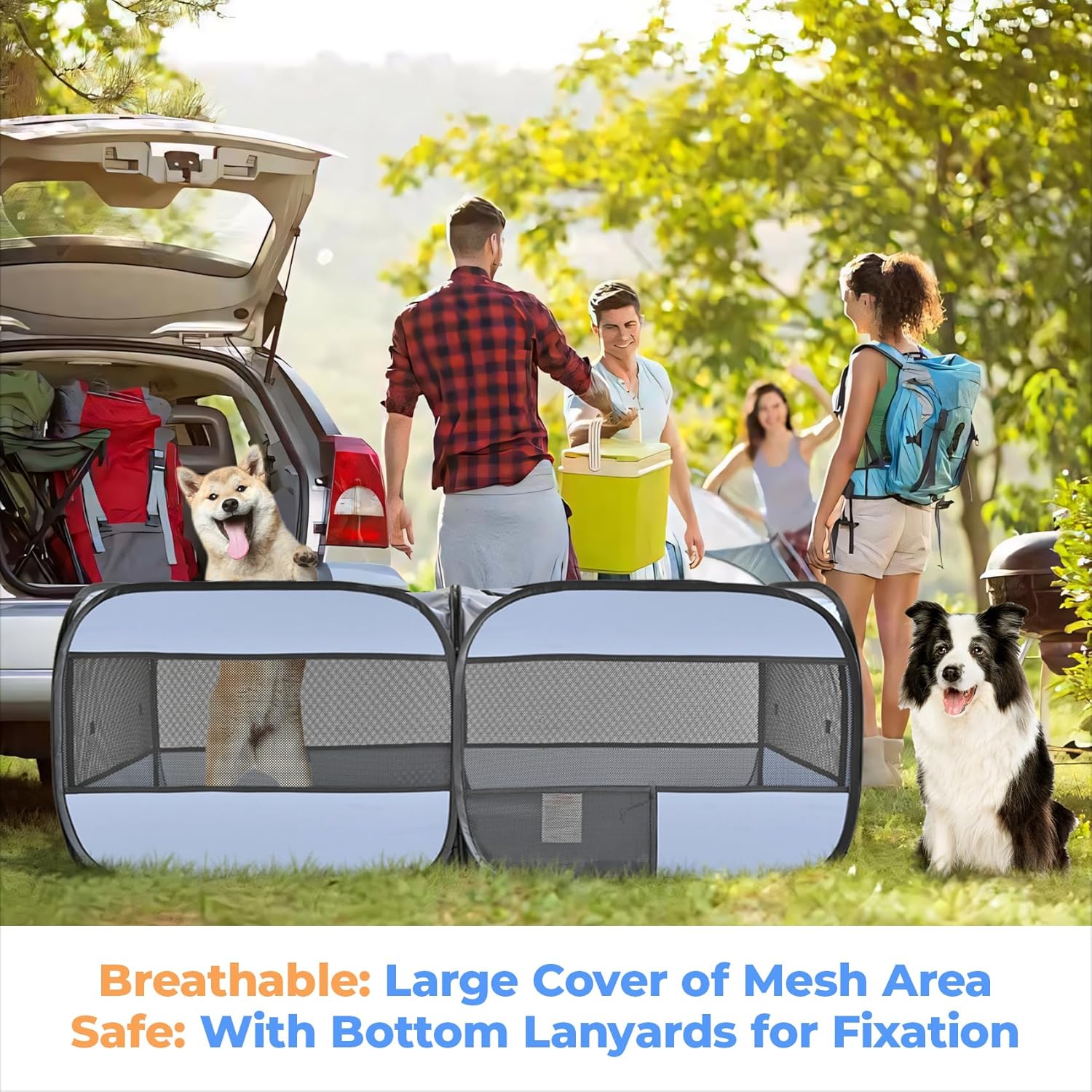 2-in-1 Dog Playpen, 58''Pop Up Cat Puppy Pet Playpen Indoor/Outdoor Cats Enclosed, Cat Dog Tent Crate Cage Kennel, Portable Playpen for Kitten, Small Animals Play Pen(No Divider, Unified Space) - Image 6