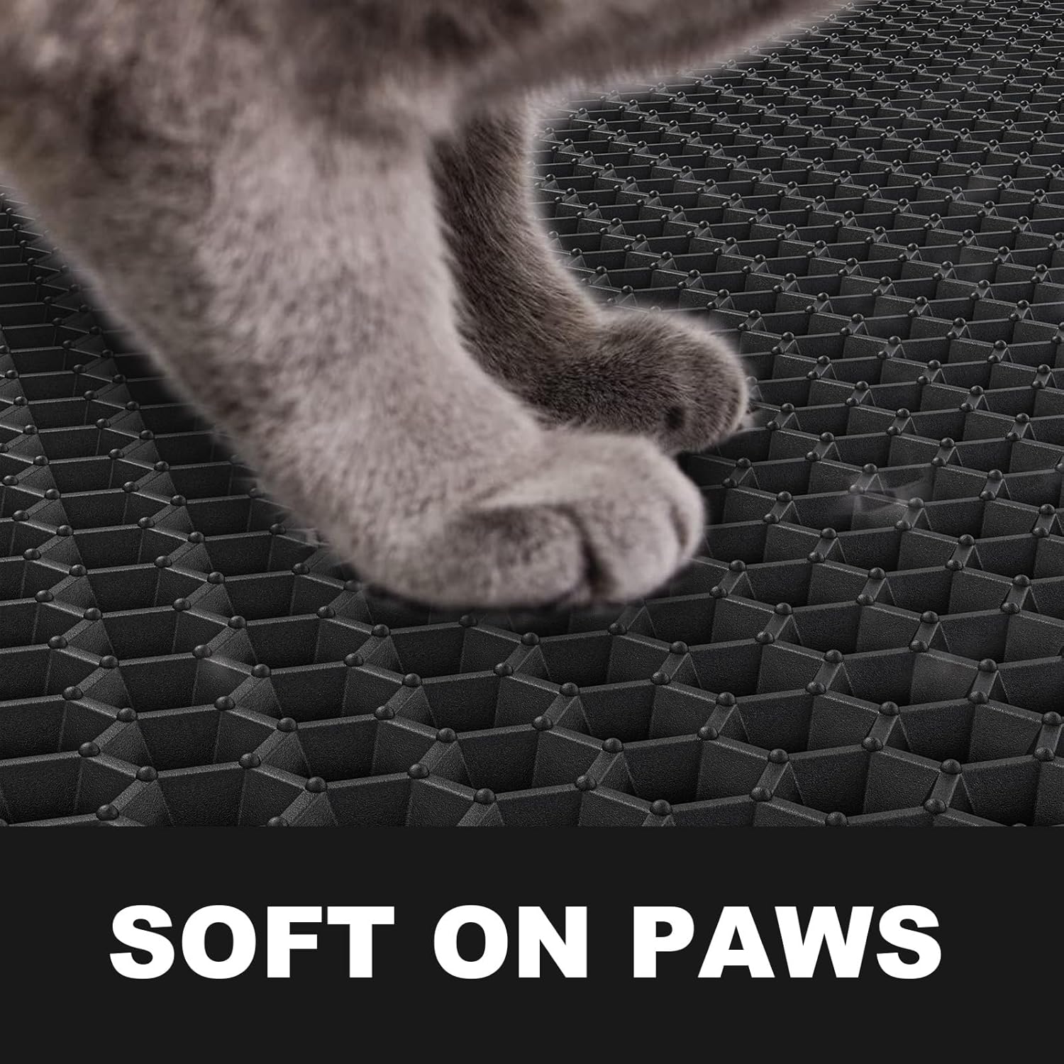 ZuHucpts Large Cat Litter Mat Trapper -90 x 61 cm1 Pack Honeycomb Double Layer Litter Mat -Traps Messes, Easy Clean and Durable, Non Toxic Trapper Rug Suitable for Litter Tray (Black) - Image 4