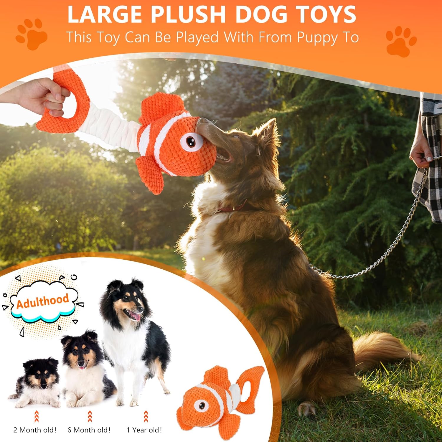 Squeaky Dog Toys, Durability Interactive Tug of War Puppy Toys for Indoor and Outdoor Play - Stuffed Pet Dog Toys with Soft Fabric Suitable for Small, Medium, and Large Dogs - Image 5