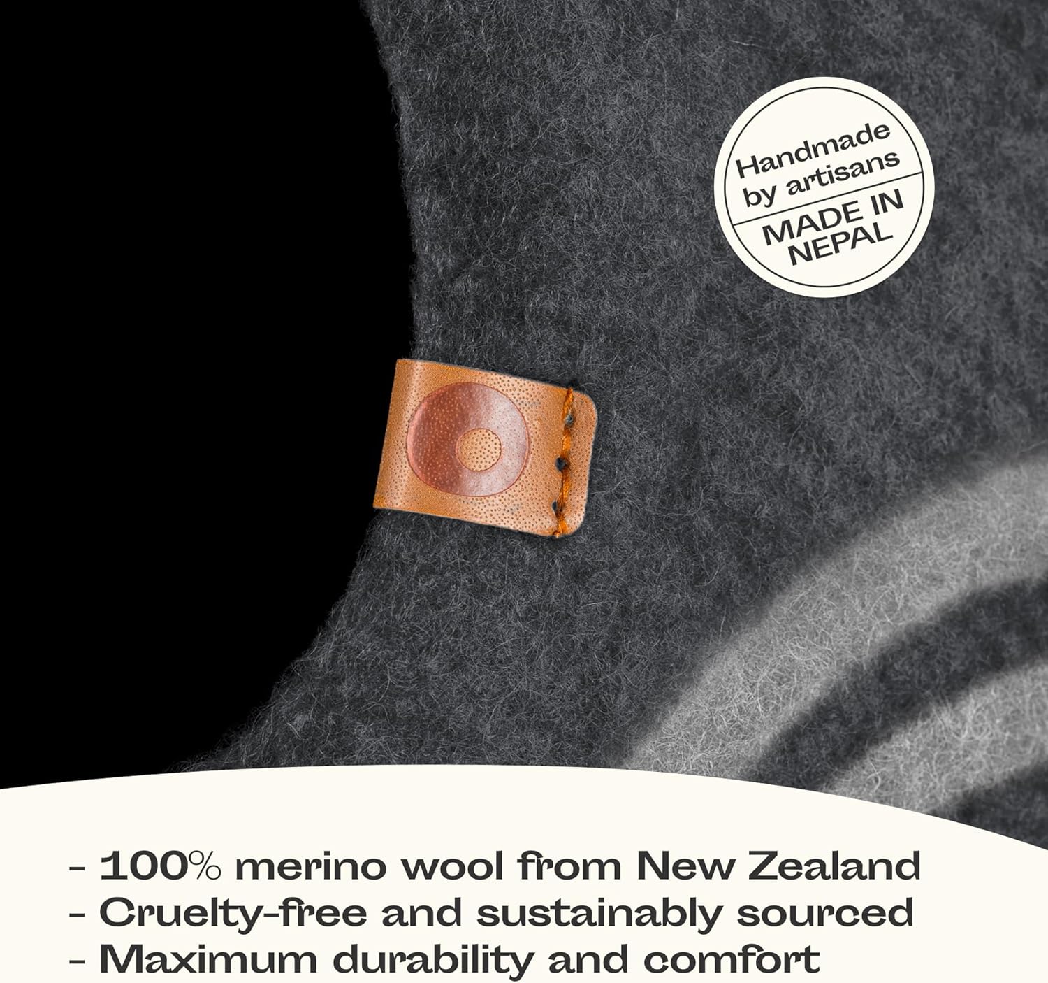 MEOWFIA Premium Felt Cat Bed Cave- Handmade 100% Merino Wool Bed for Cats and Kittens (Dark Shades) (Large, Dark Grey) - Image 4