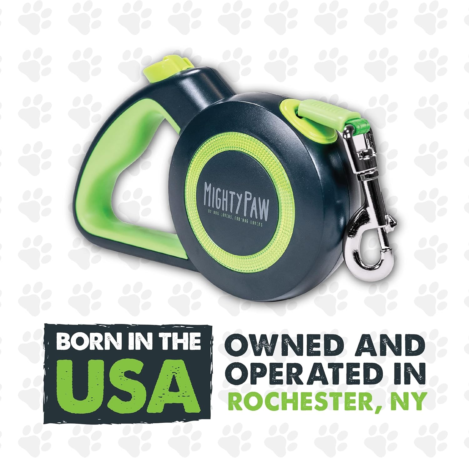 Mighty Paw Retractable Dog Leash 2.0 | 16’ Heavy Duty Reflective Nylon Tape Lead For Pets Up To 110 LBS. Tangle Free Design W/ One Touch Quick-Lock Braking System & Anti-Slip Handle. (Green/Standard) - Image 10