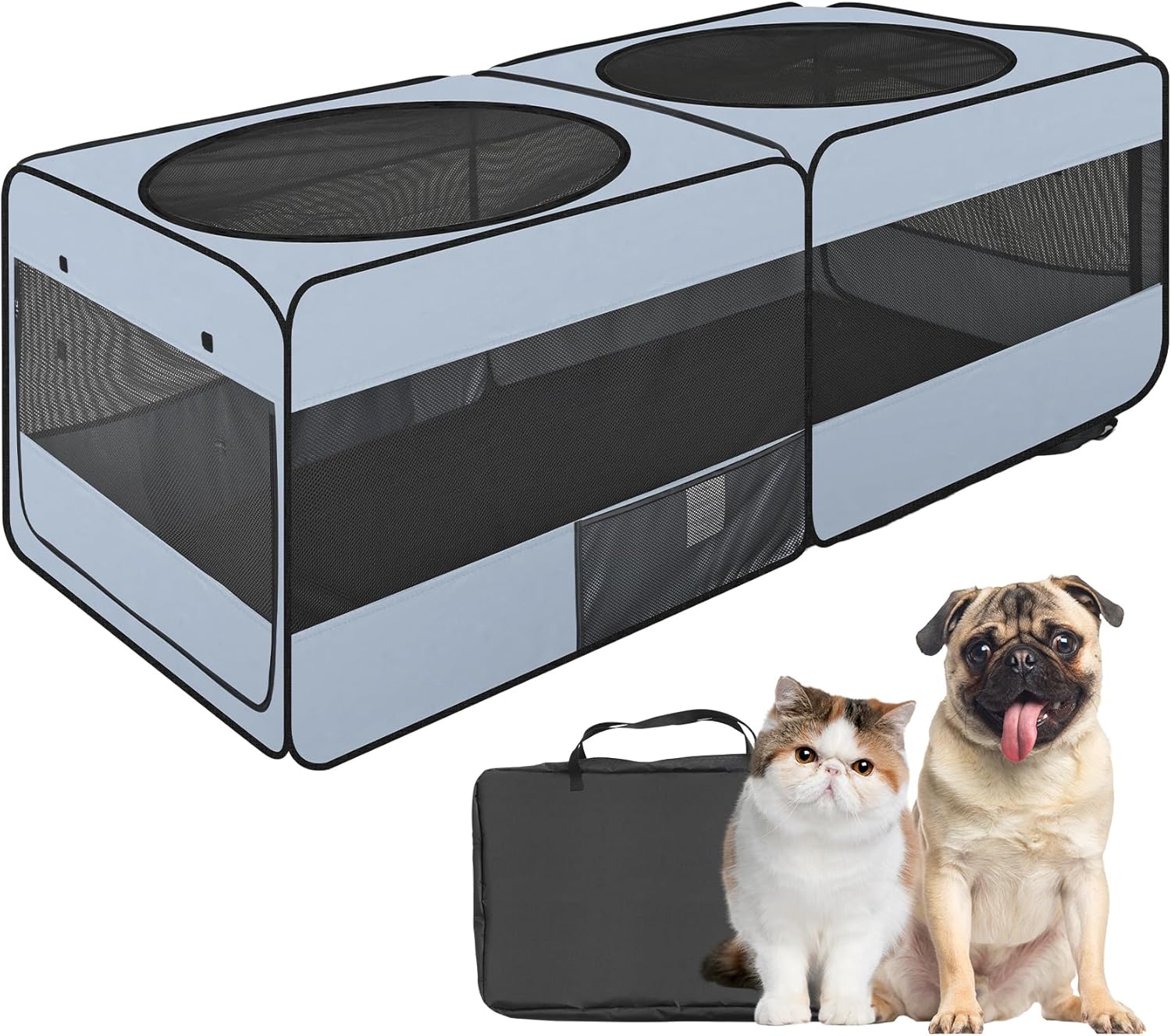 2-in-1 Dog Playpen, 58''Pop Up Cat Puppy Pet Playpen Indoor/Outdoor Cats Enclosed, Cat Dog Tent Crate Cage Kennel, Portable Playpen for Kitten, Small Animals Play Pen(No Divider, Unified Space) - Image 2