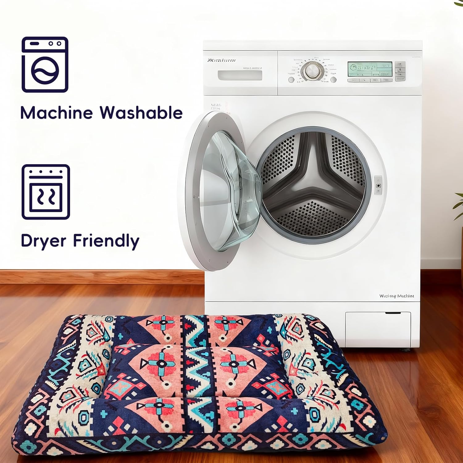 CZOXiViYC Washable Dog Crate Bed, Ultra Soft & Anti-Slip Crate Pad, Cozy Kennel Mat for Large/Medium/Small Dogs, Plush & Bohemian Dog Bed Mat, Pet Pad for Crate, Cat Bed (Pink, 59L x 43W x 6H cm) - Image 5