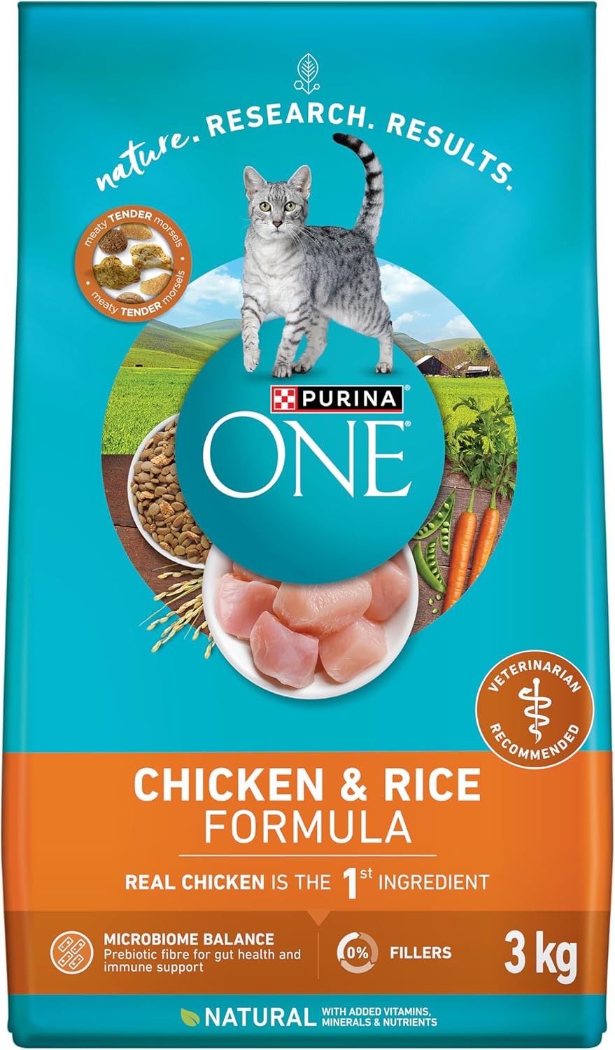 Purina ONE Dry Cat Food, Chicken & Rice Formula - 3 kg Bag - Image 2