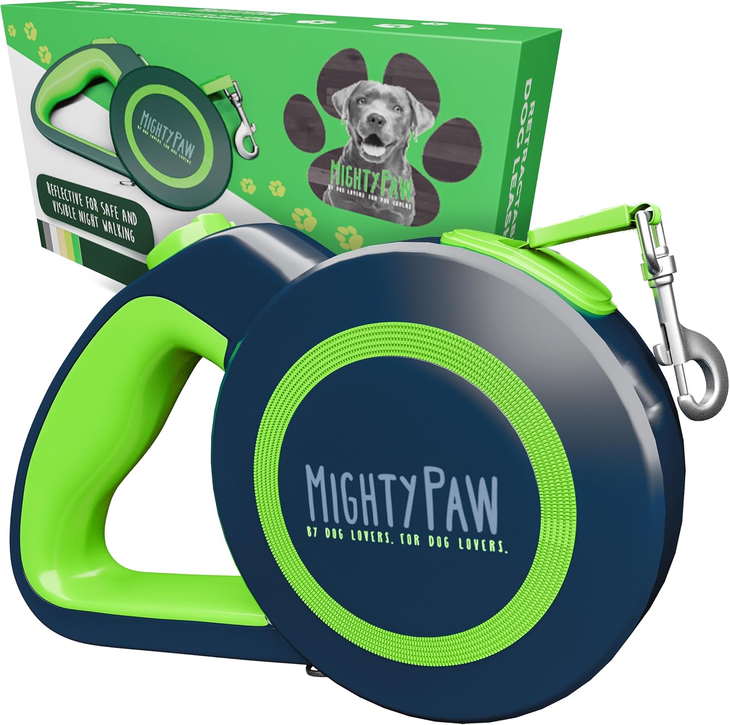 Mighty Paw Retractable Dog Leash 2.0 - Auto-Locking Button For The Control When You Need - Stainless Steel Coil For Smooth Retraction - Super Reflective Ring For Nighttime Visibility - No More Tangles - Image 2