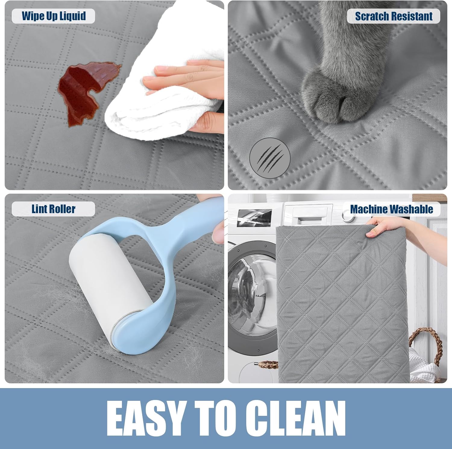 smiry Waterproof Dog Bed Blanket, Soft Pet Blankets, Waterproof Couch Cover for Dogs, Reversible Sofa Covers Washable for Furniture, 30x70 Inch, Grey/Dark Grey - Image 6