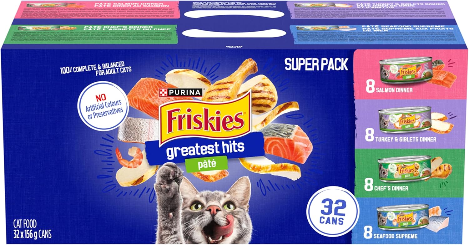 Friskies Greatest Hits Wet Cat Food, Pate Variety Pack 4 Flavours - 156 g Can (32 Pack) - Image 3