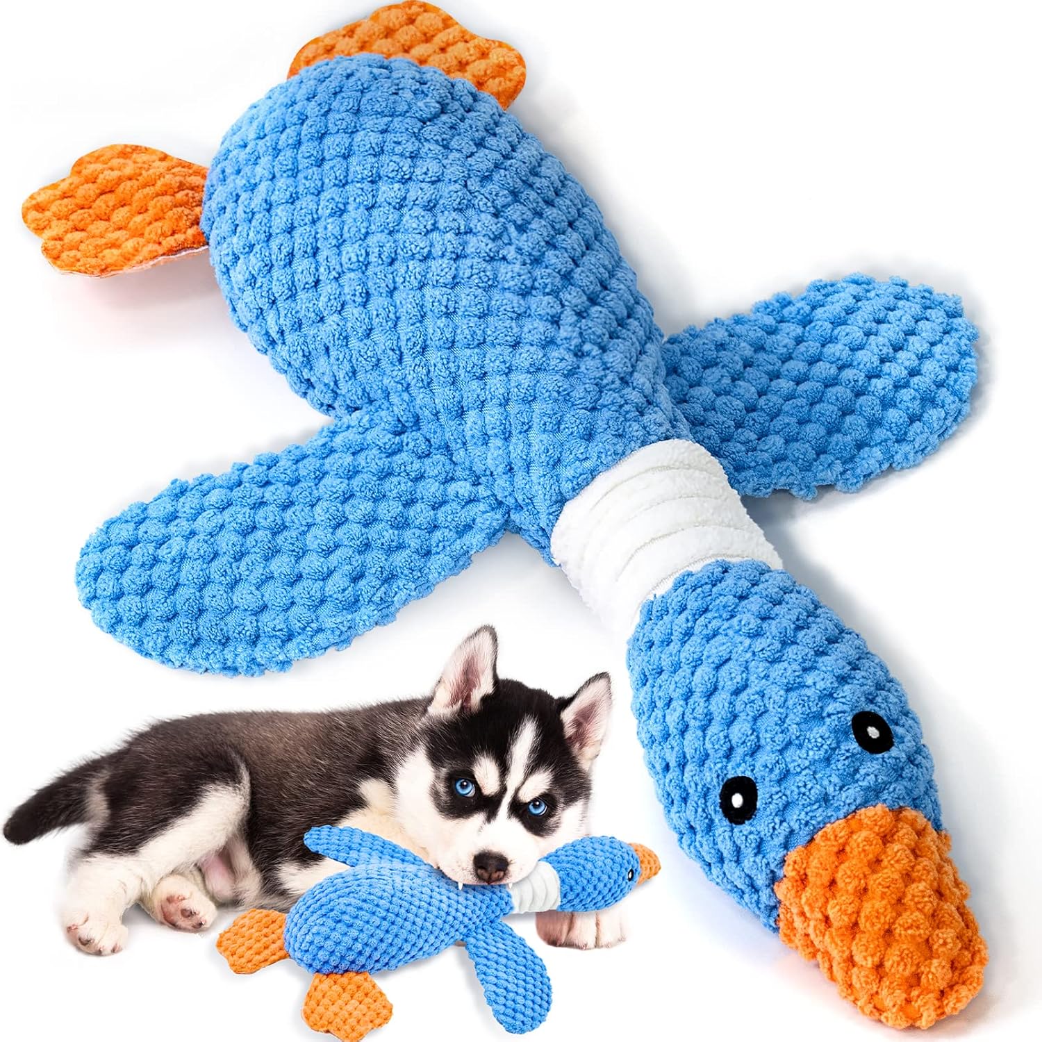 Vitscan Upgraded Goose Indestructible Dog Toys for Aggressive Chewers Small Medium Large Breed, Crinkle Squeaky Dog Toys Plush Dog Toy Puppy Chew Toys for Teething, Duck Interactive Dog Puppy Toys - Image 2
