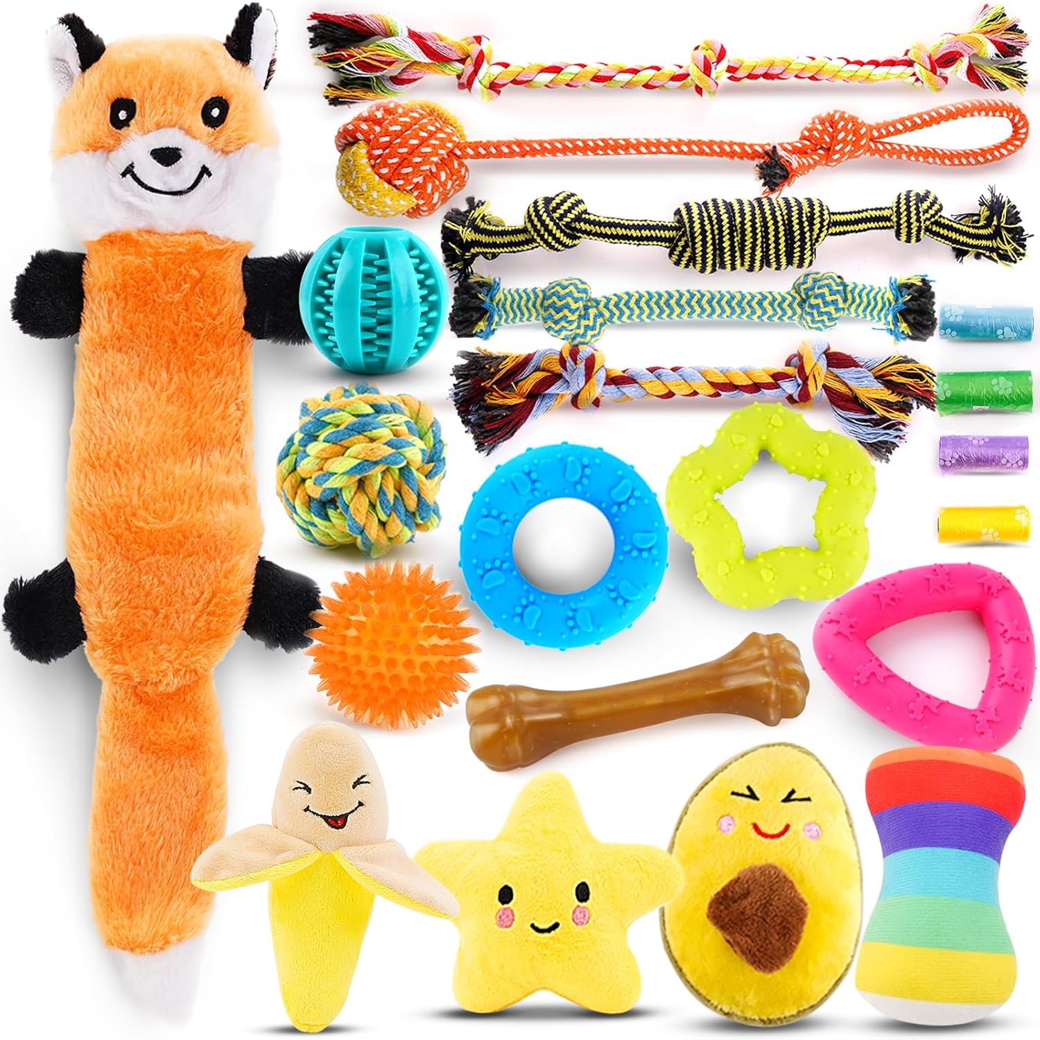 Puppy Toys 21 Pack, Small Dog Chew Toys with Rope Toys for Teething Pet Cute Squeak Toy with Treating Ball for Puppy, Small Dogs - Image 2