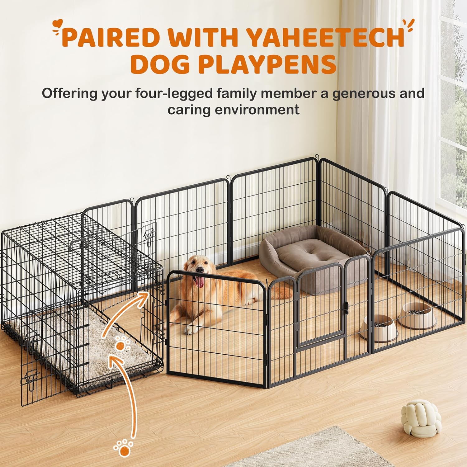 Yaheetech Dog Crate 42'' Double Door Dog Crate w/Divider for Puppy to Adult Large Collapsible Metal Dog Crate with Removable Tray Wire Dog Kennel Crate for Small Medium Dogs Travel Cage, Black - Image 6