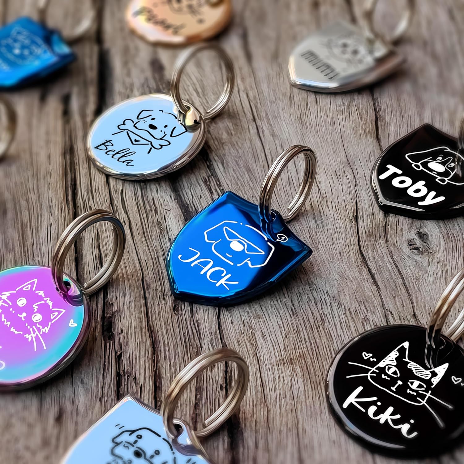 Cat Dog Original Portrait Design for Cat Dog ID Tags – Stainless Steel Deep Engraving Customized Dog Collar Accessories (Round) - Image 6