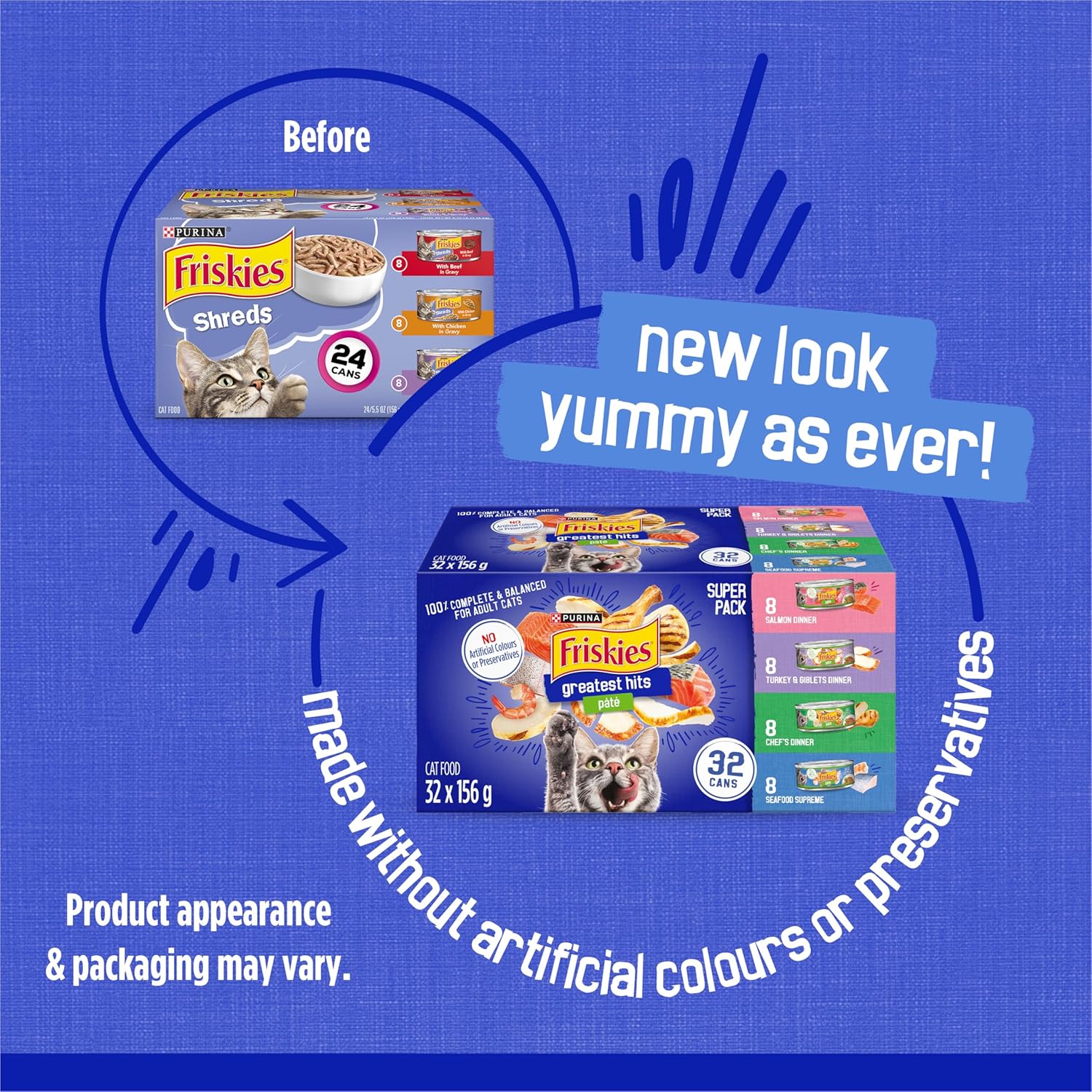 Friskies Greatest Hits Wet Cat Food, Pate Variety Pack 4 Flavours - 156 g Can (32 Pack) - Image 10