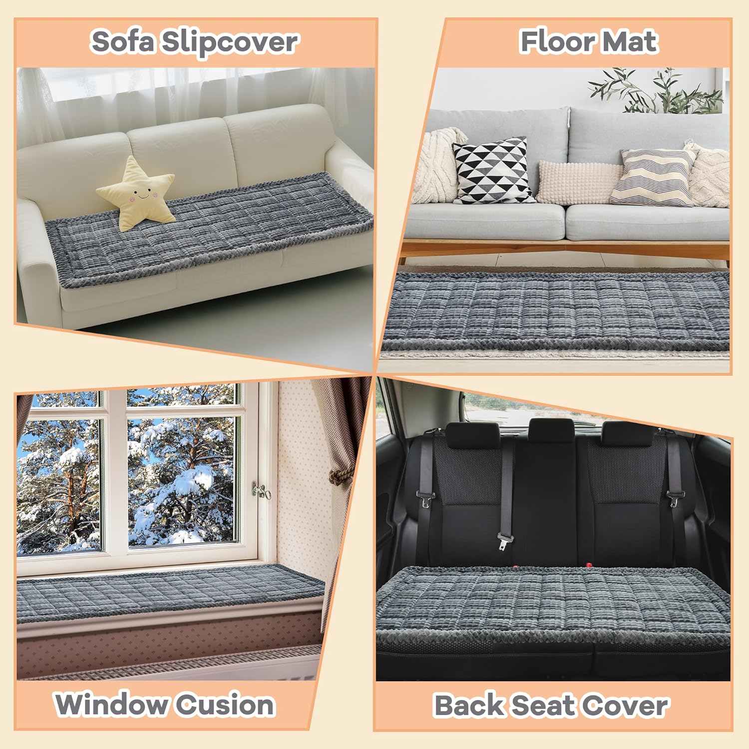 Flying Paws Washable Dog Couch Cover Protector, Non Slip Dog Bed Mat Machine Washable Large Blanket for Dogs, Pet Couches Covers for Sofa (Grey, 27.6 * 70.9 '') - Image 7