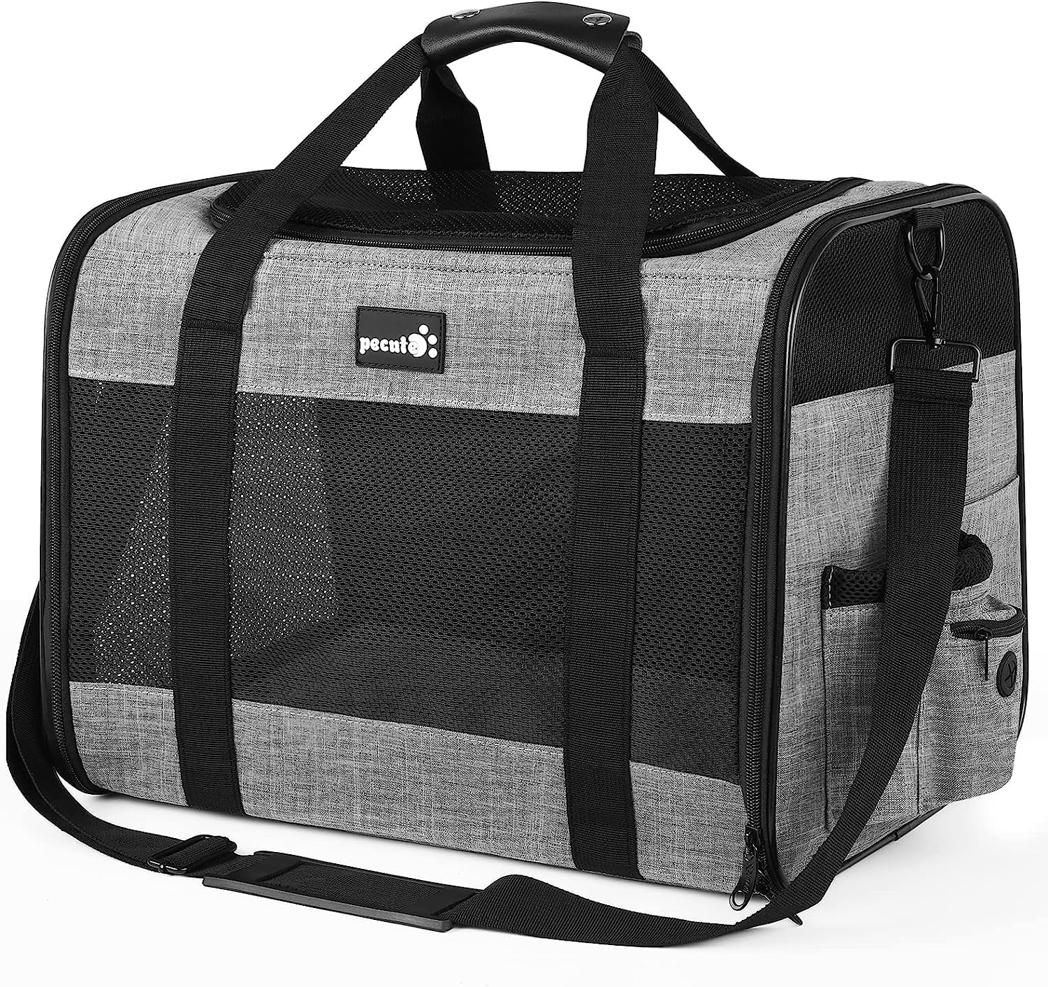 Pet Carrier Bag Large, Cat Carrier Handbag, Portable Dog Travel Bag, Breathable Mesh Fabric, Suitable for Both Long and Short Trips, Used for Cats and Puppies Under 9KG (L,Grey) - Image 2