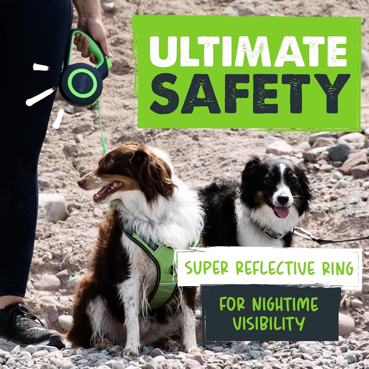 Mighty Paw Retractable Dog Leash 2.0 - Auto-Locking Button For The Control When You Need - Stainless Steel Coil For Smooth Retraction - Super Reflective Ring For Nighttime Visibility - No More Tangles - Image 9