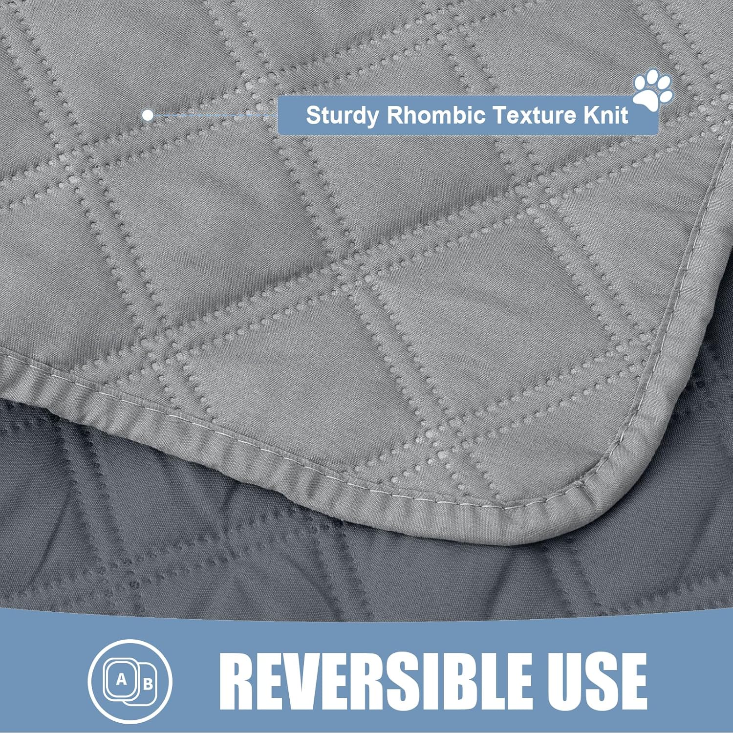 smiry Waterproof Dog Bed Blanket, Soft Pet Blankets, Waterproof Couch Cover for Dogs, Reversible Sofa Covers Washable for Furniture, 30x70 Inch, Grey/Dark Grey - Image 5
