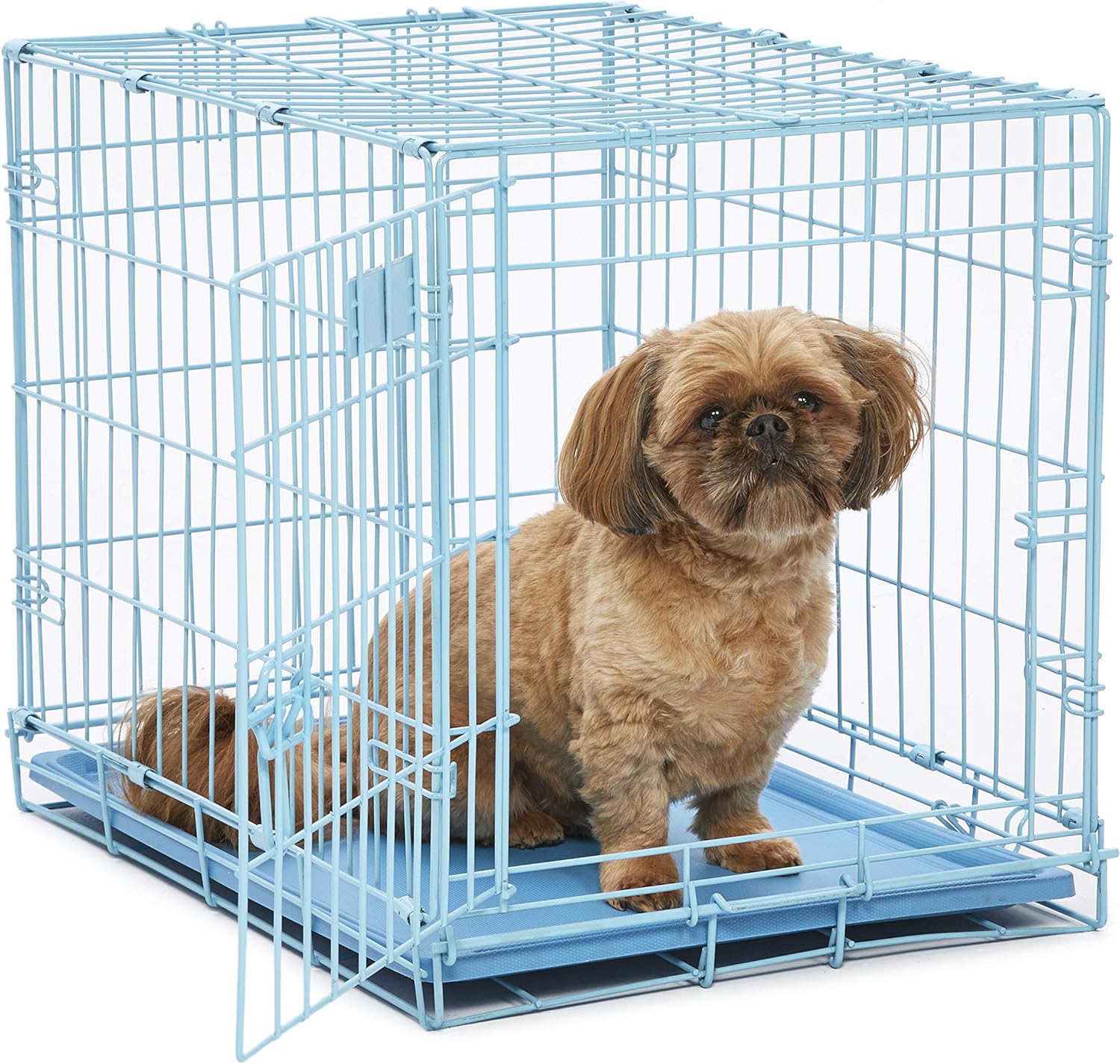 MidWest Homes for Pets Single Door iCrate 60.96 cm Long Dog Crate, Includes Leak-Proof Pan, Floor Protecting Feet, Divider Panel and New Patented Features, Blue, Model 1524BL - Image 2